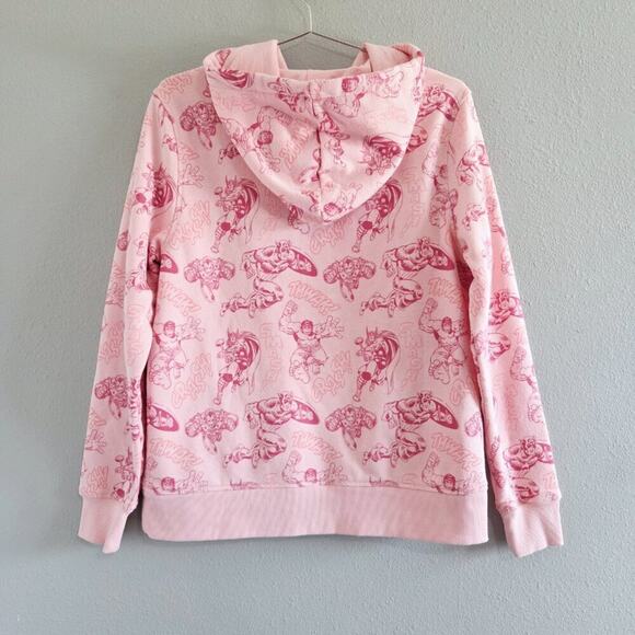 Disney Marvel Superhero Women's Pink Fleece Pullover Hoodie Sweatshirt Medium - Picture 2 of 11